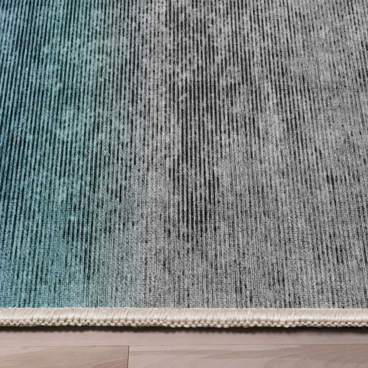 Apollo Abstract Blue Green Gradient Flat-Weave 8' x 10' Area Rug