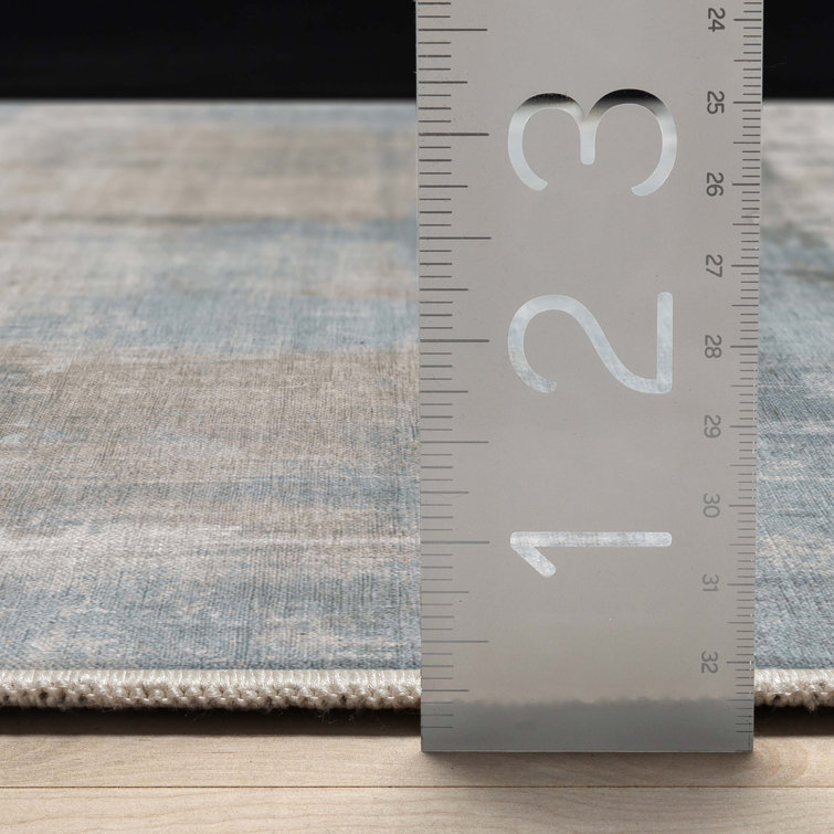 Gray and Blue Abstract Flat-Weave Rectangular Area Rug 5'3" x 7'3"