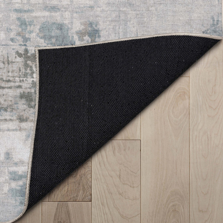 Gray and Blue Abstract Flat-Weave Rectangular Area Rug 5'3" x 7'3"