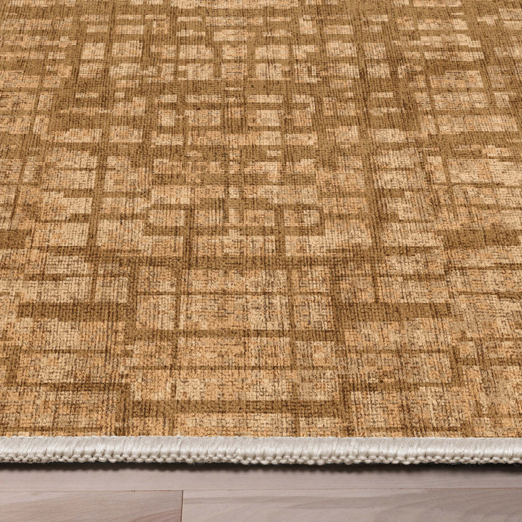 Yellow Abstract Flat-Weave Synthetic 5'3" x 7'3" Area Rug