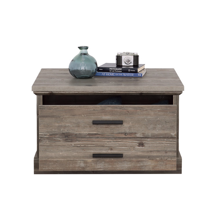 Pebble Pine Square Wood Coffee Table with Storage