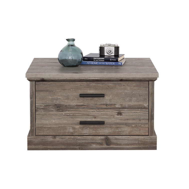 Pebble Pine Square Wood Coffee Table with Storage