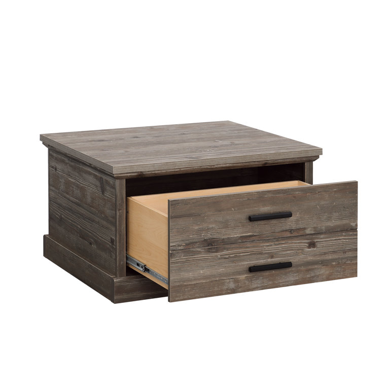 Pebble Pine Square Wood Coffee Table with Storage