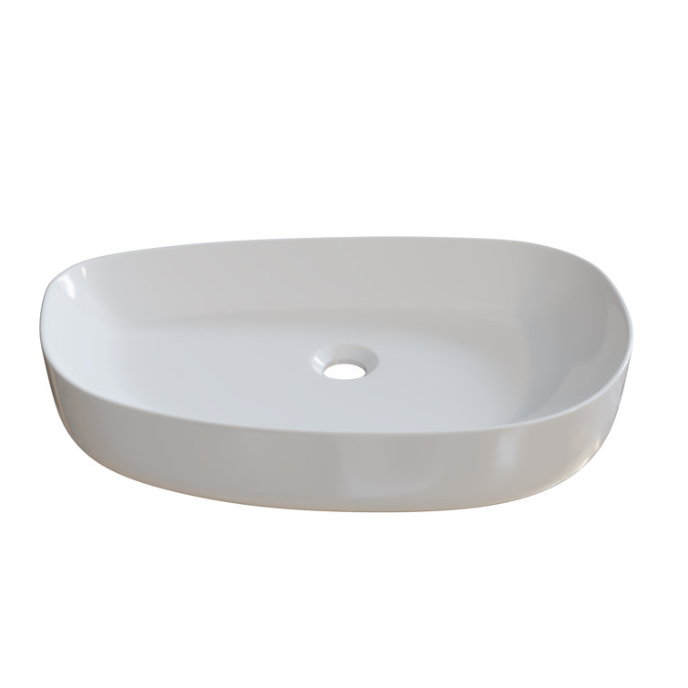 Gloss White Ceramic Above-Counter Vessel Sink