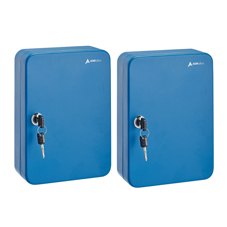 Blue Steel Wall-Mount Key Cabinet with Secure Lock