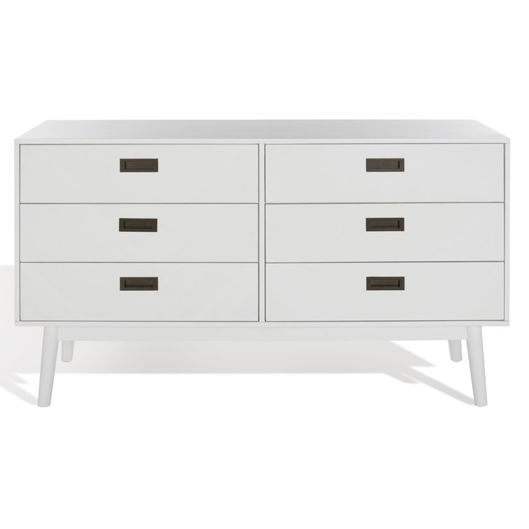 White Double Mid-Century Dresser with Dovetail Drawers