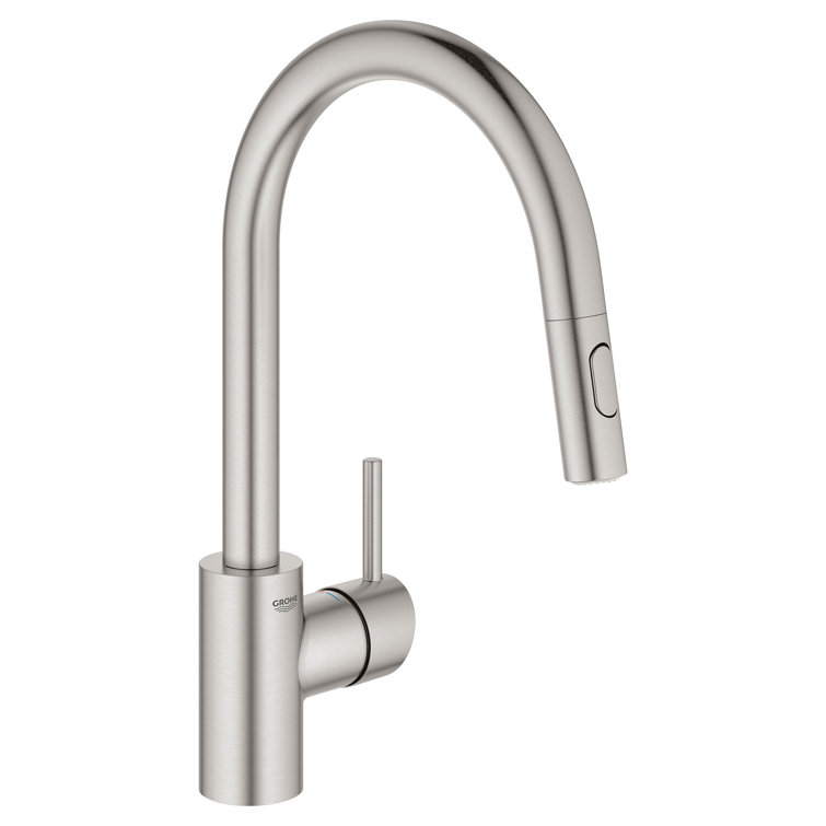 Modern 15" Stainless Steel Pull-Down Kitchen Faucet with Dual Spray