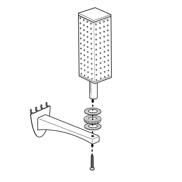 Green Acrylic 12" Pegboard Tower with Metal Extension Rod
