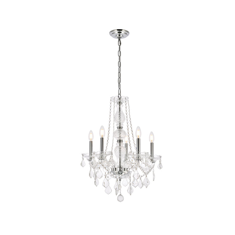 Royal Cut Clear Crystal Chrome 5-Light Chandelier