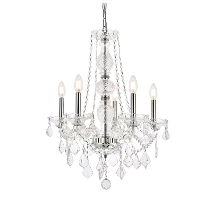Royal Cut Clear Crystal Chrome 5-Light Chandelier