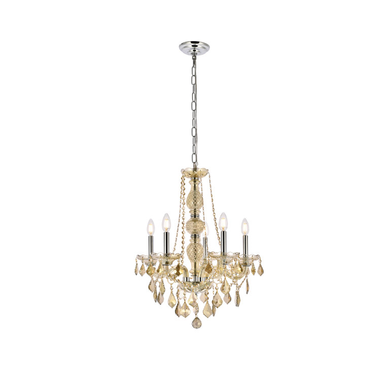 Royal Cut Clear Crystal Chrome 5-Light Chandelier