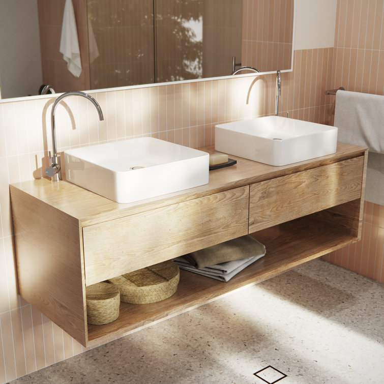 Gloss White Ceramic Square Above-Counter Vessel Sink