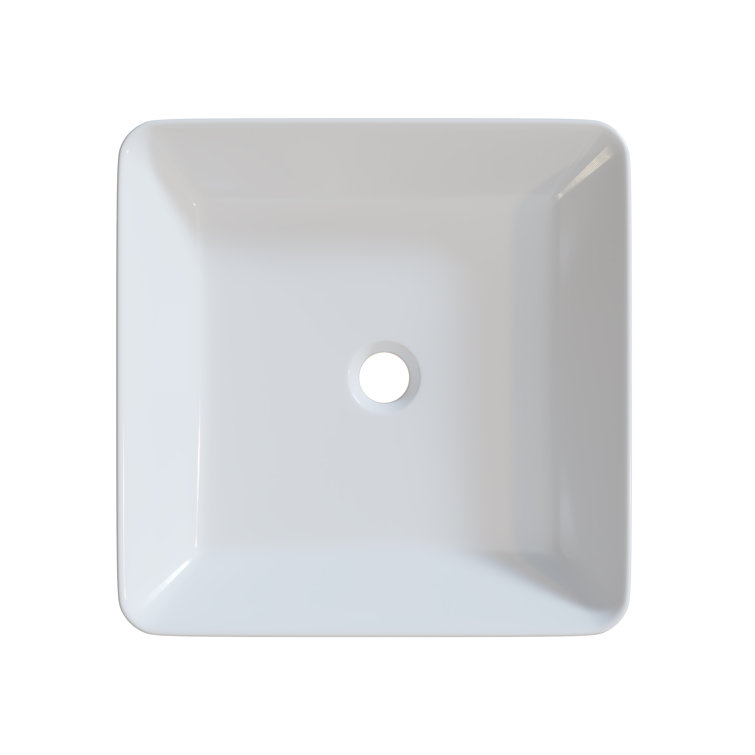 Gloss White Ceramic Square Above-Counter Vessel Sink