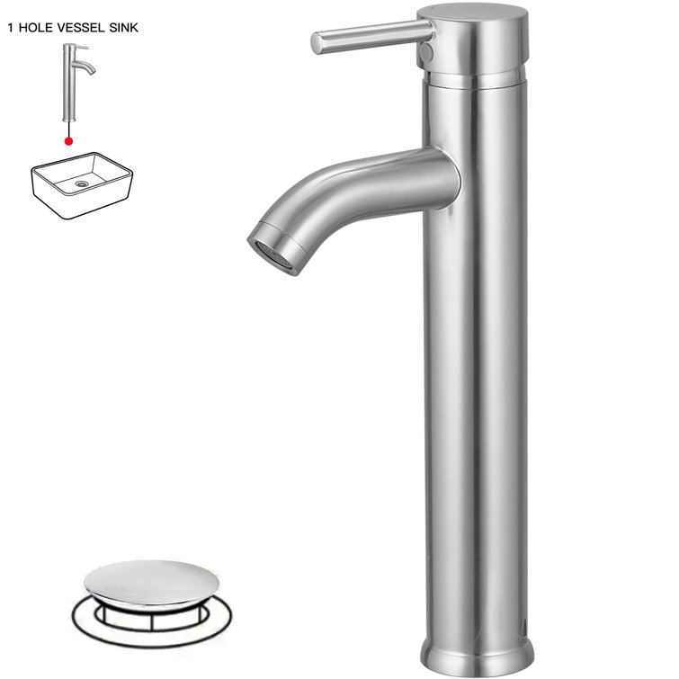 Brushed Nickel Tall Single Handle Vessel Sink Faucet
