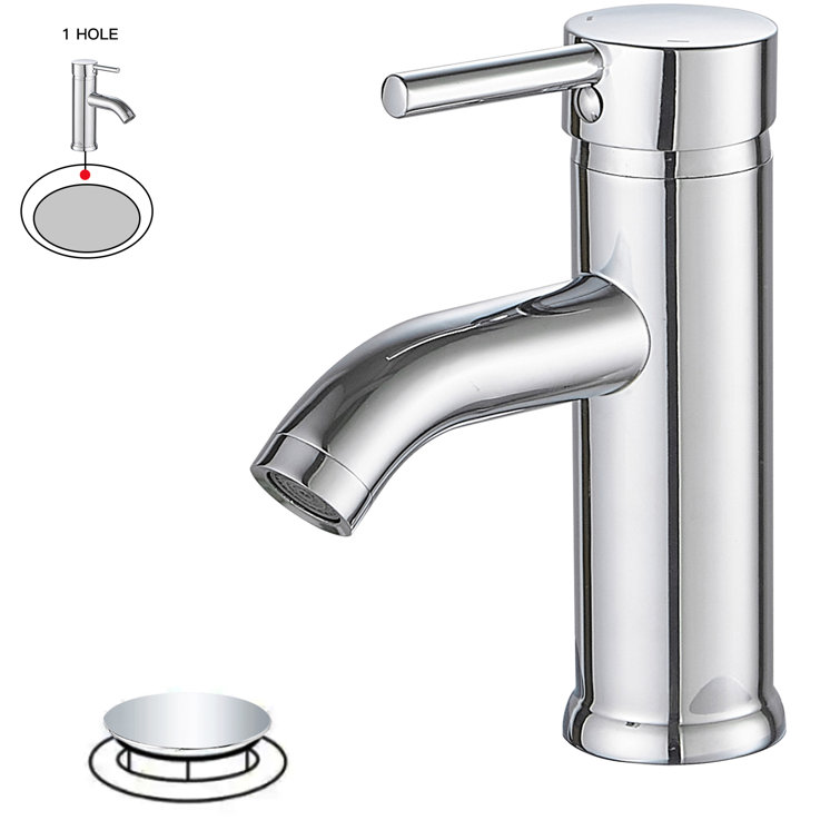 Polished Chrome Single-Handle Bathroom Faucet with Drain Assembly