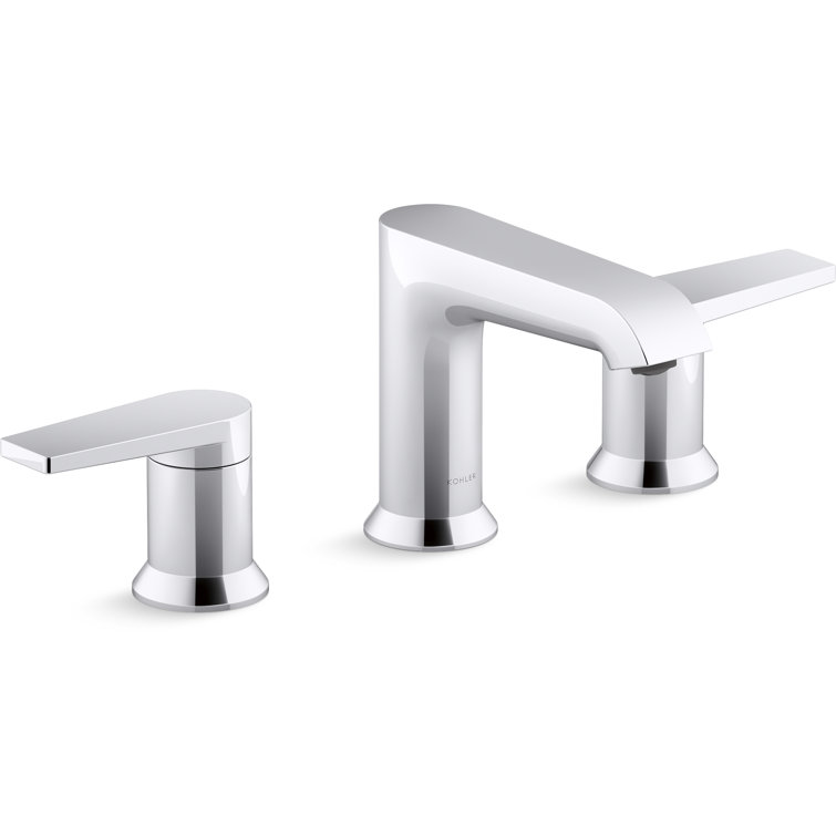 Polished Chrome Minimalist Widespread Bathroom Faucet with Pop-Up Drain