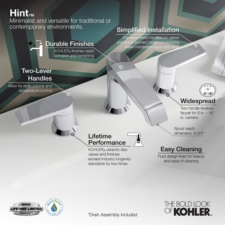 Polished Chrome Minimalist Widespread Bathroom Faucet with Pop-Up Drain