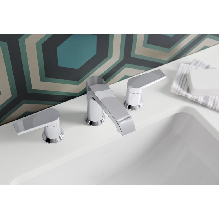Polished Chrome Minimalist Widespread Bathroom Faucet with Pop-Up Drain