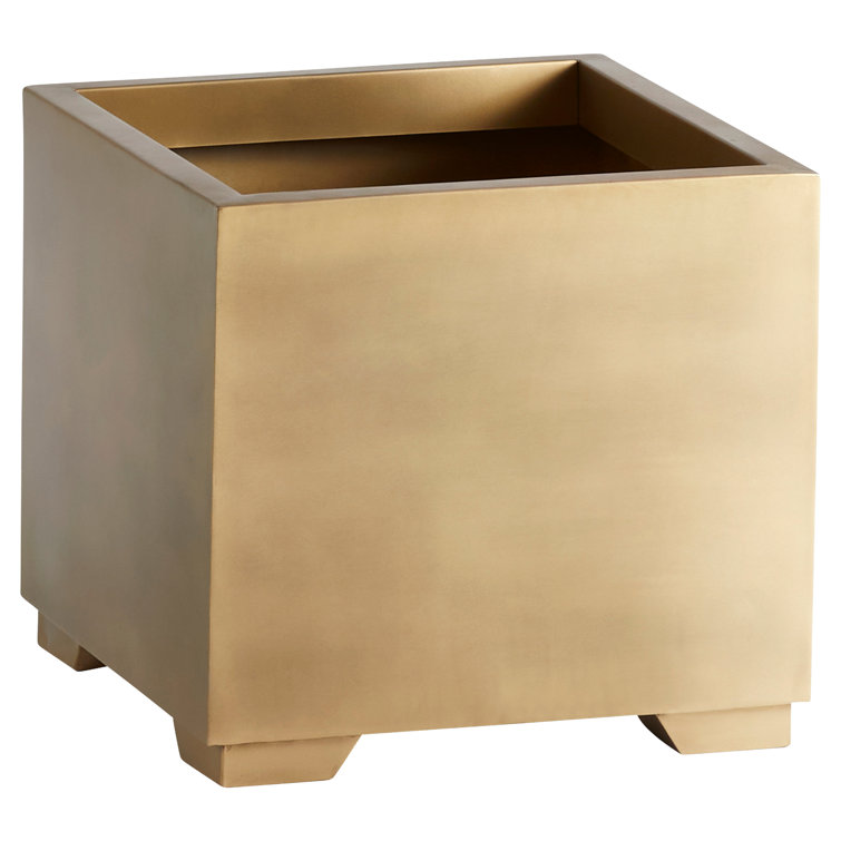 Aster Gold Finish Iron Cubic Planter Box