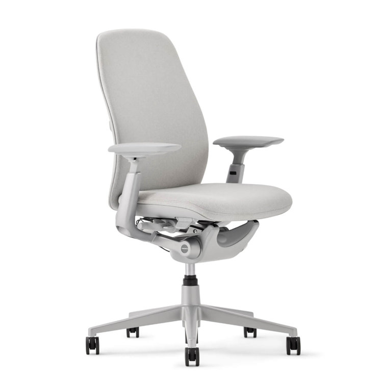 Fog Gray Upholstered Swivel Task Chair with Adjustable Arms