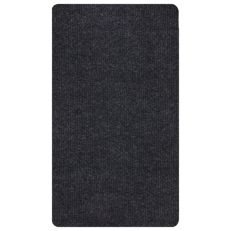 Black Non-Slip Synthetic Hallway Runner Rug, 2'7" x 9'10"