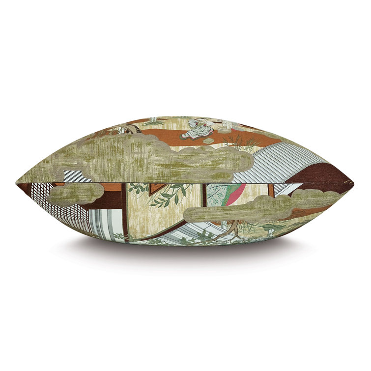 Square Japanese Inspired Linen Blend Throw Pillow
