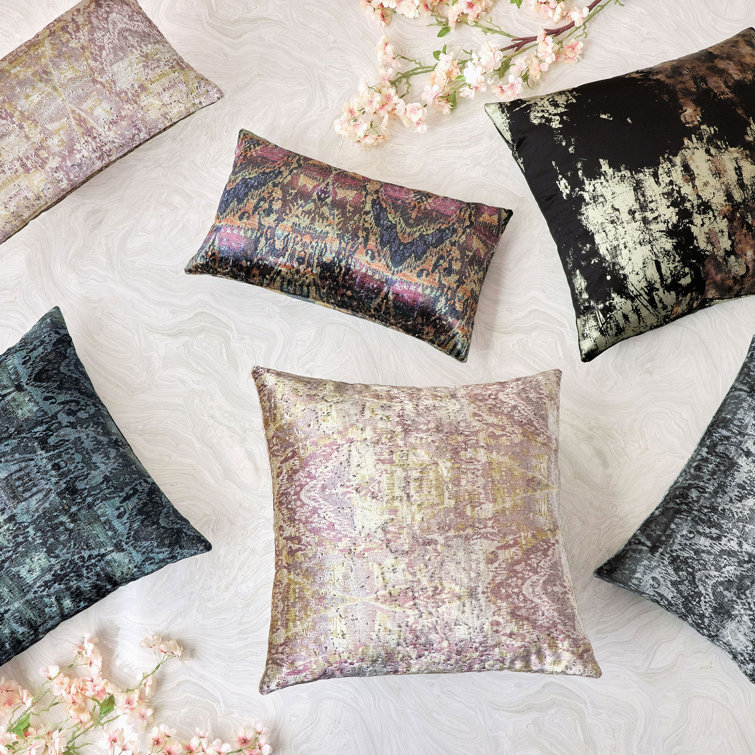 Byzantium Purple and Gold Velvet Rectangular Lumbar Pillow