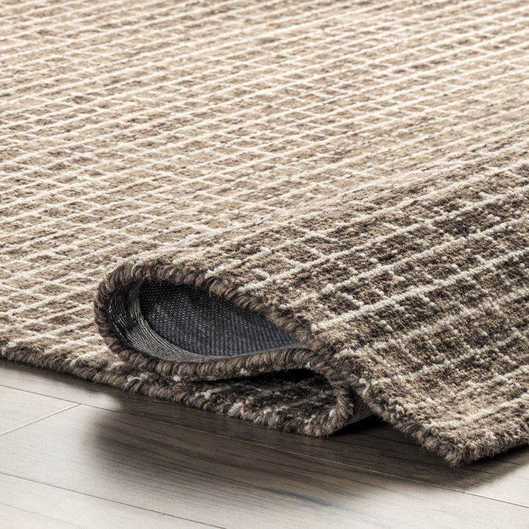 Hand-Tufted Brown Wool Checkered Runner Rug 2'6" x 8'