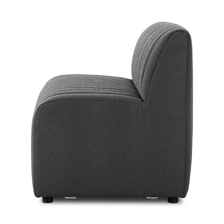 Fiqa Charcoal Tufted Polyester Bench with Block Feet