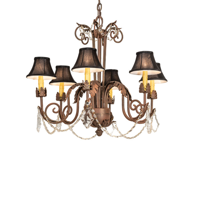 Luxurious Gold and Black Crystal 6-Light Empire Chandelier