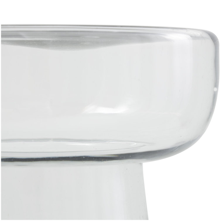 Clear Glass Round Drum Base End Table