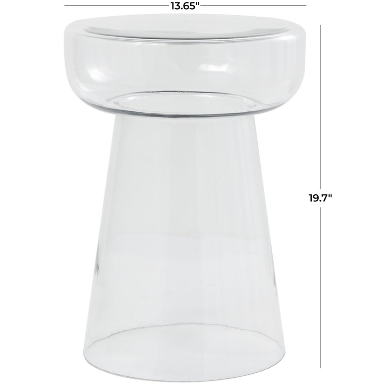 Clear Glass Round Drum Base End Table