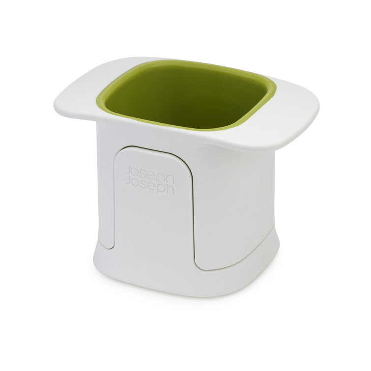 White and Green Box-Shaped Vegetable Chopper with Stainless Steel Blades