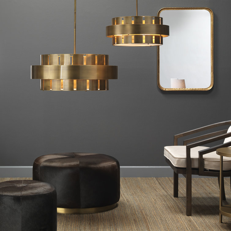 Orbit Antique Brass 4-Light 30" Drum Chandelier with Acrylic Diffuser