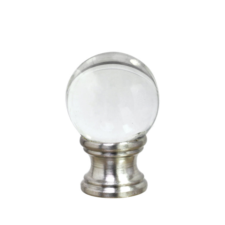 Clear Glass Ball Lamp Finial with Brushed Nickel Base