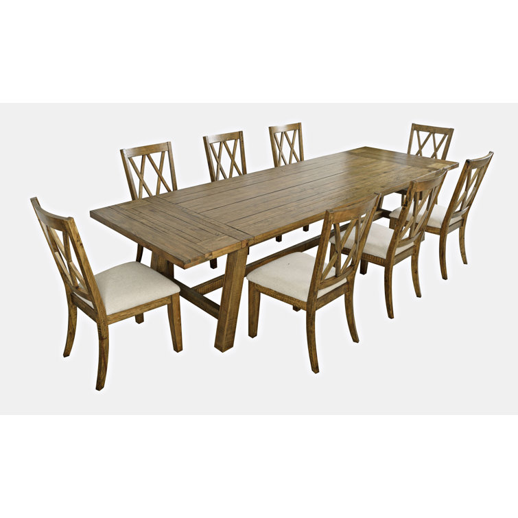 Telluride Rustic Pine Extendable Dining Set with 8 Chairs