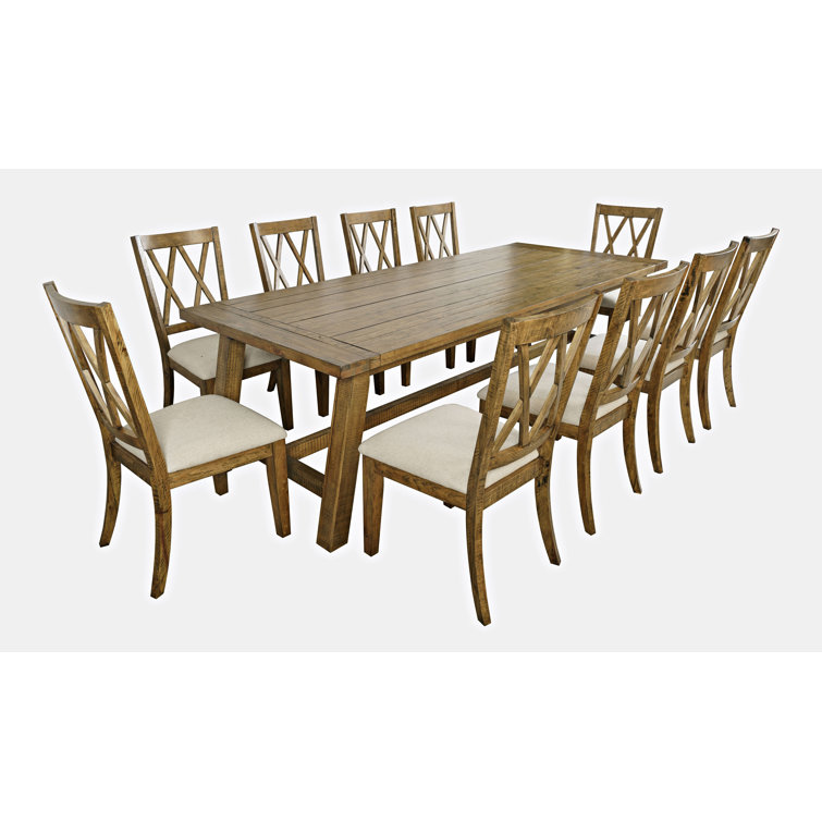 Telluride Rustic Pine Extendable Dining Set with 8 Chairs