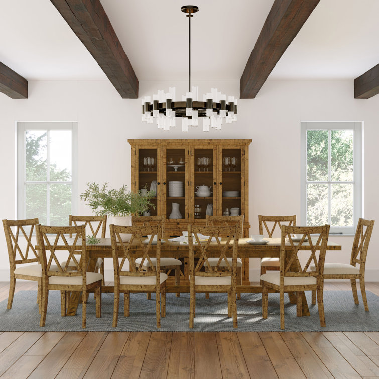 Telluride Rustic Pine Extendable Dining Set with 8 Chairs