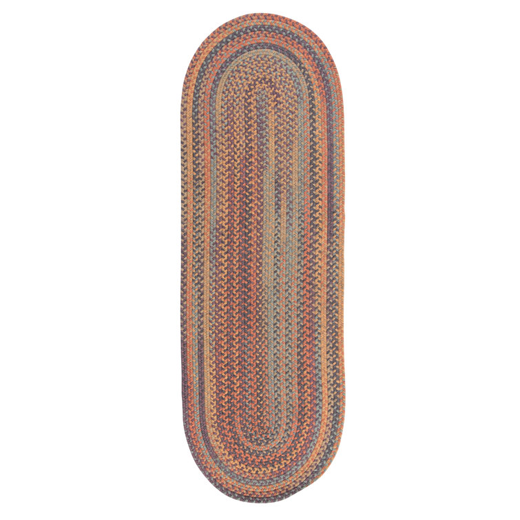Rustic Multicolor Braided Wool Oval Runner Rug