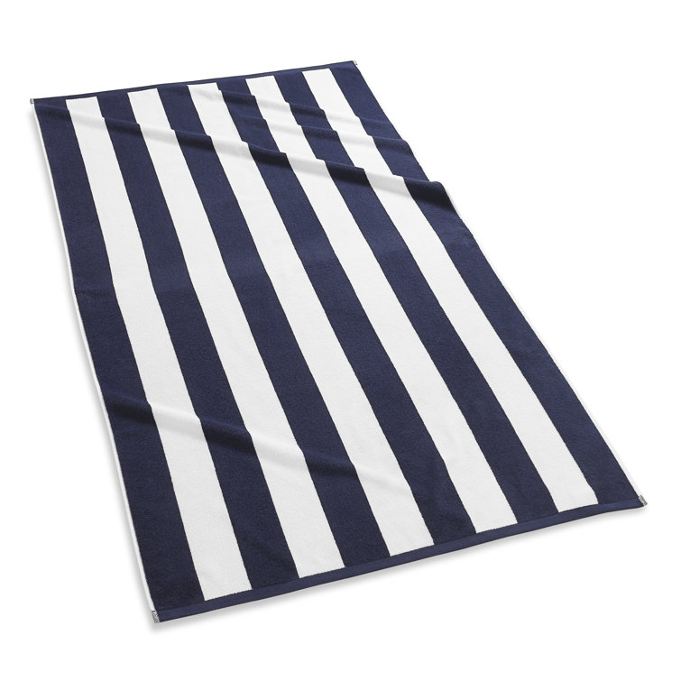 Oversized Navy and White Striped Cotton Beach Towel