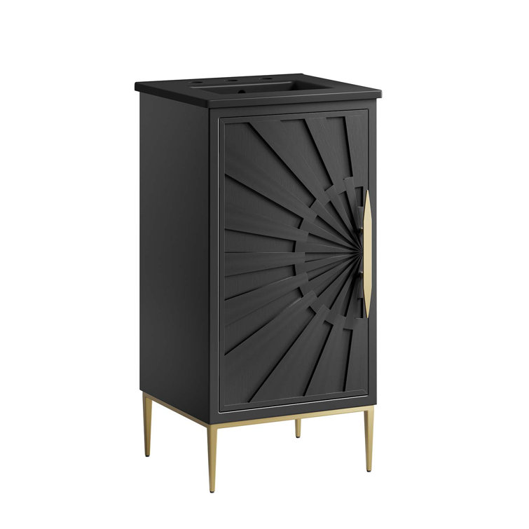Awaken Black and Gold 18" Bathroom Vanity with Ceramic Sink