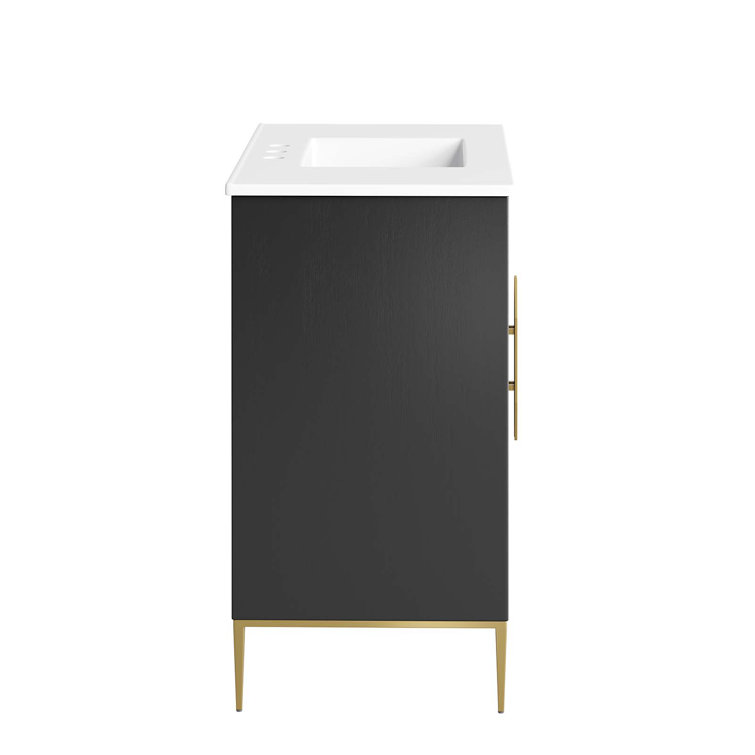 Awaken 36" White and Gold Freestanding Bathroom Vanity
