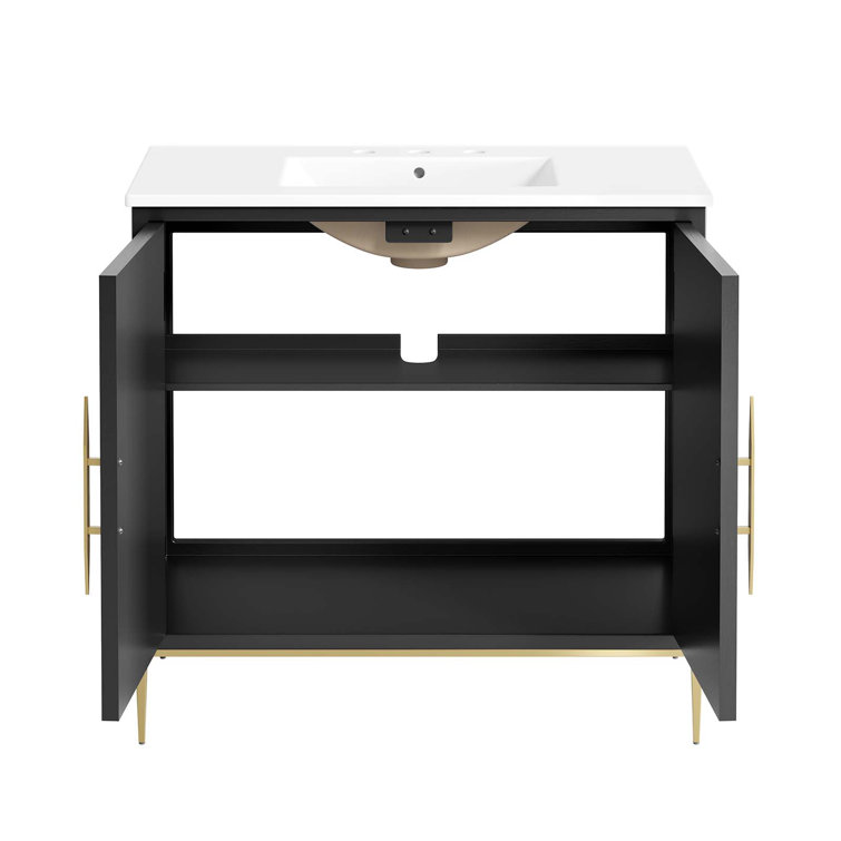 Awaken 36" White and Gold Freestanding Bathroom Vanity