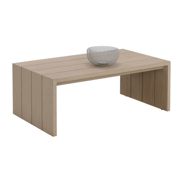 Light Brown Rectangular Teak Outdoor Coffee Table