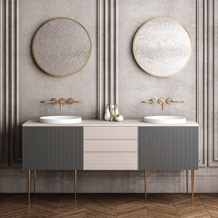 Glossy White Ceramic Circular Wall-Mount Bathroom Sink