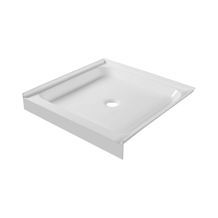 36" White Acrylic Single Shower Base with Non-Slip Surface