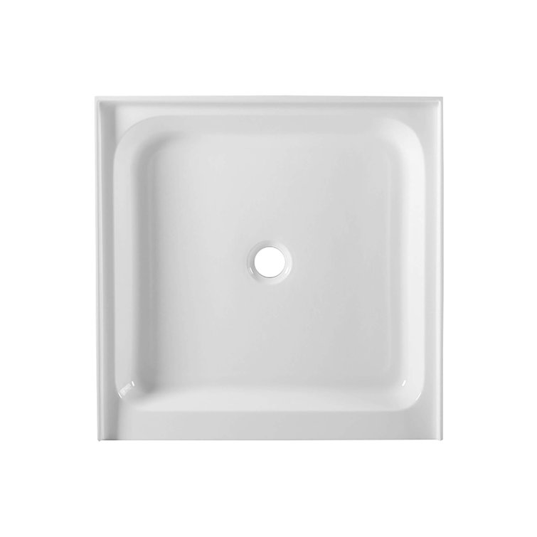 36" White Acrylic Single Shower Base with Non-Slip Surface