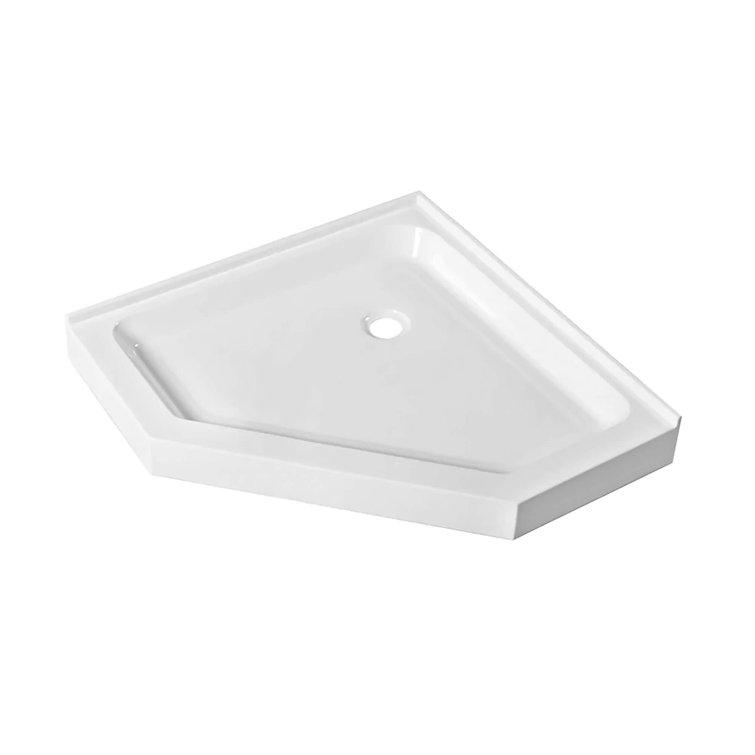 32" White Neo-Angle Acrylic Shower Base with Non-Slip Surface