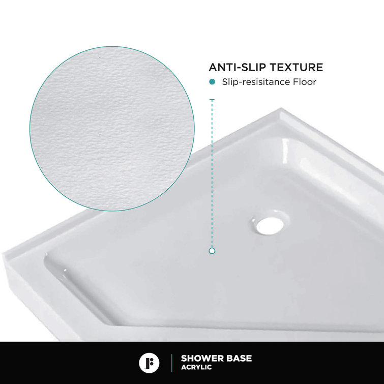 32" White Neo-Angle Acrylic Shower Base with Non-Slip Surface