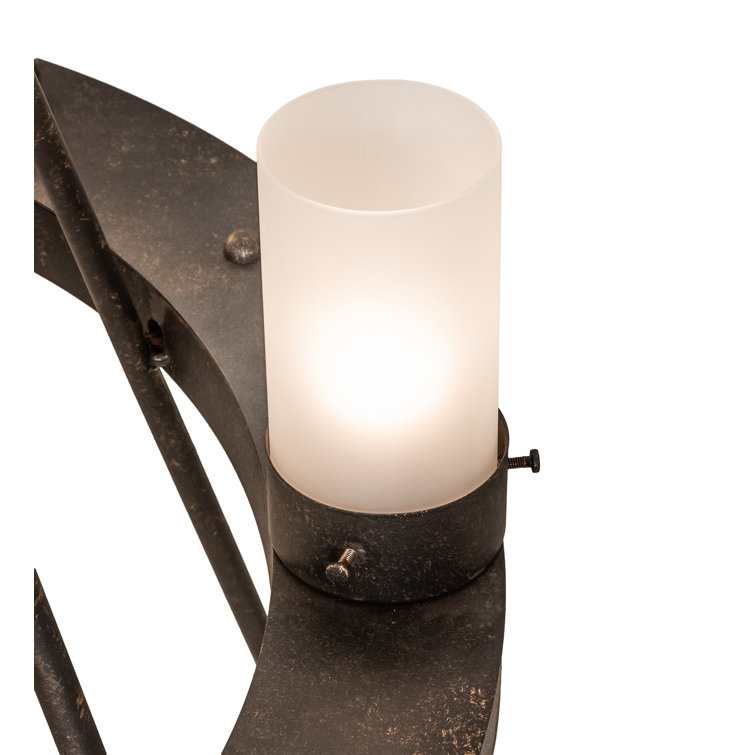Golden Bronze 18-Light Chandelier with Frosted Glass Shades